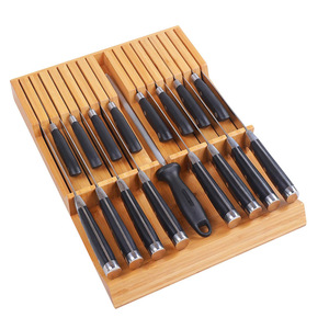 Support à couteaux en bambou 17 pièces, organiseur de rangement pour cuisine et maison, durable et multifonctionnel - Product Image 1