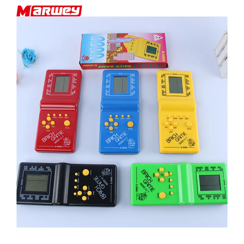 Mini Cheap Classic Handheld Game Console Russian Blocks Game Console with Built-in 23 Retro Puzzle Brick Building Games