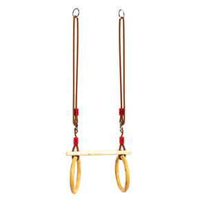 ALITA Balançoire en bois écologique et non polluante Anneau de gymnastique <span class=keywords><strong>Trapèze</strong></span> réglable Tige de balançoire Capacité de 100 à 500kg pour l'extérieur - Product Image 1