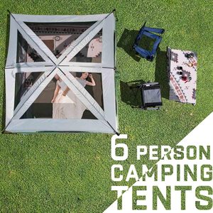<span class=keywords><strong>Tenda</strong></span> <span class=keywords><strong>da</strong></span> <span class=keywords><strong>Campeggio</strong></span> Familiare Grande OEM per 6 Persone con Pareti Verticali e Finestre Zanzarate per Vivere All'Aperto - Product Image 5