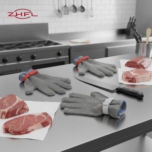 Guantes Metálicos Resistentes a Cortes con Cierre de Hebilla Ambidiestra y Malla de Alambre de Acero Inoxidable de Grado Alimenticio para Carnicería - Product Image 3