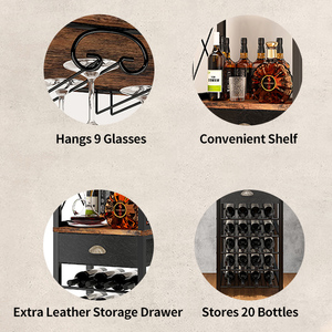 Mobile Bar Portabottiglie da Terra Autoportante a 4 Livelli per Liquori <span class=keywords><strong>e</strong></span> Bicchieri, con Porta Bicchieri, per Arredamento Casa - Product Image 5
