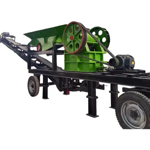 Portable Mobile Mini Rock Gold Mining Alluvial Gold Mining Diesel Engine Mobile Jaw Crusher for Gold Processing Mines