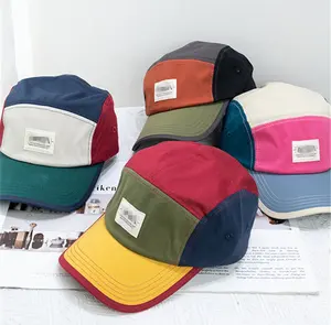 Casquette Vintage 5 panneaux épissure sport Casquette de couleur pour hommes chapeaux ajustés avec logo personnalisé