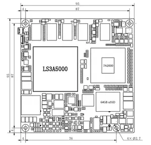 Mới ls3a5000 Quad-core Bộ vi xử lý com-express nhỏ gọn nhúng Bo mạch chủ 95mm * 95mm công nghiệp DDR4 8GB PCI-Express Máy tính để bàn