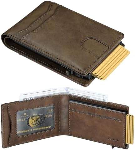 Cartera minimalista-cuero leonado