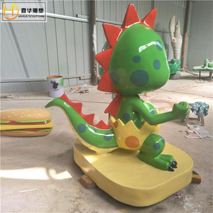 Figura de dinosaurio de dibujos animados Jia Hua de fibra de vidrio para montaje en suelo exterior, decoración para hoteles, restaurantes y cafeterías. - Product Image 1