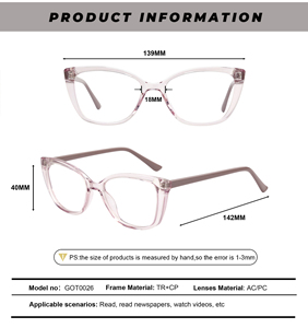 Thiết kế mới nhiều màu TR90 + CP mùa xuân bản lề quang Cat Eye Kính mắt Frames Bán buôn giá rẻ Eyewear phụ nữ cảnh tượng khung - Product Image 3