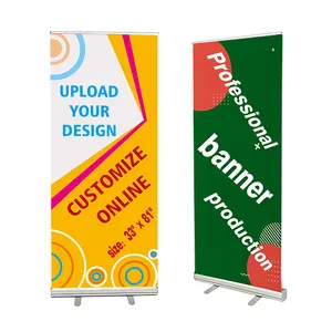 High Quality Custom Design Campaign Display Retractable Advertising Pop Up Standing Scrolling Custom Roll Up Banner With Stand