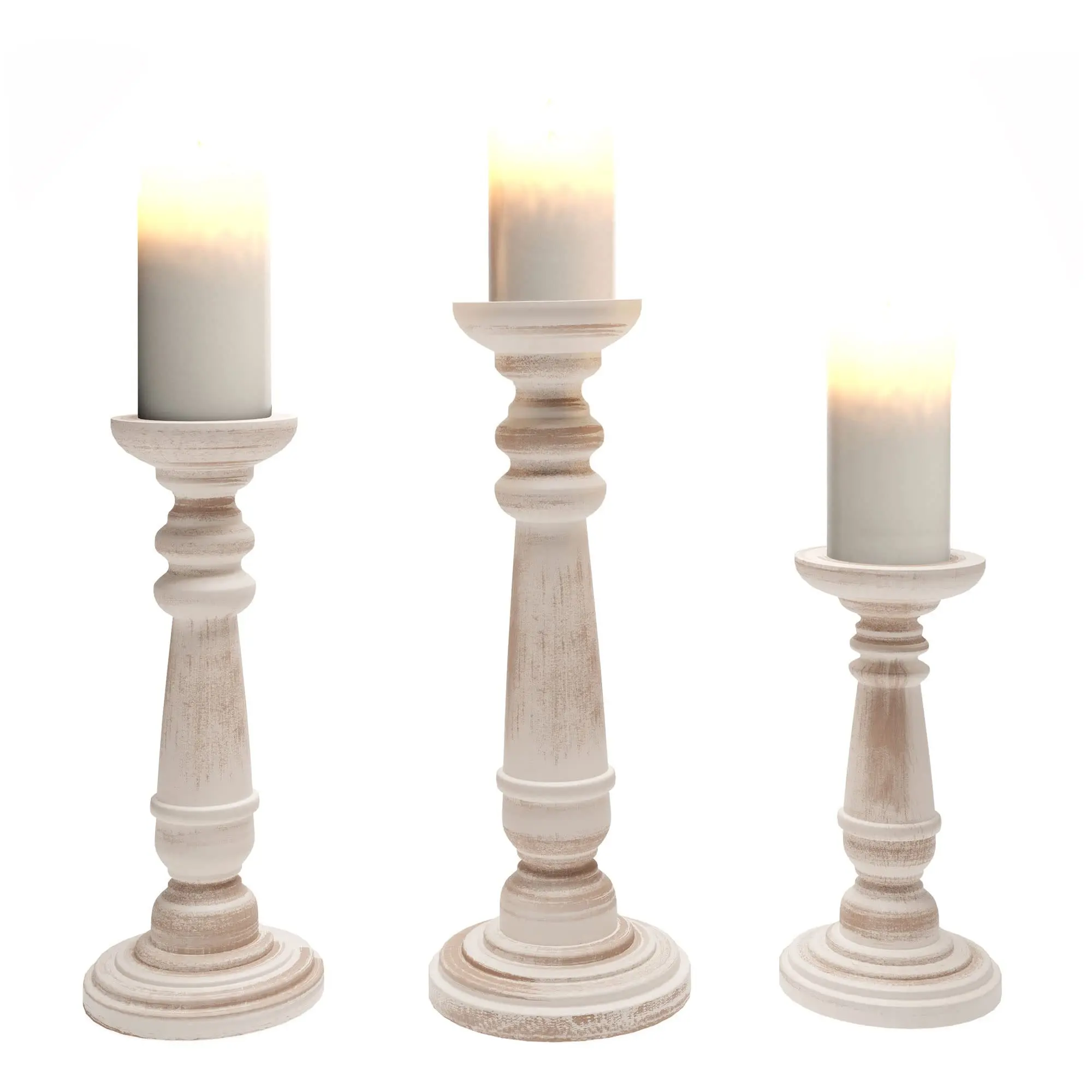 Caoxian Huashen Columna romana de madera Candelabro Juego de 3 candelabros Velas DE BODA adornos de candelabro