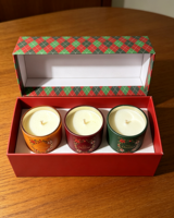 Ensemble cadeau de bougies parfumées en céramique de luxe classiques de Noël, boîte de bougies aromatiques festives pour la décoration et les cadeaux de Noël