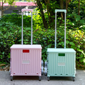 पैक-एन-रोल पोर्टेबल उपकरण दूरबीन संभाल के साथ प्लास्टिक की तह रोलिंग गाड़ी वाहक 80 £ लोड क्षमता काले - Product Image 3