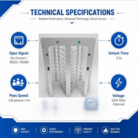 Torniquete de Altura Completa de Acero Inoxidable 304 con Control de Acceso y Lector de Códigos RFID y QR para Seguridad Industrial en Fábricas, ODM OEM