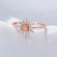 Anneaux pour femmes en argent sterling 925 plaqué or rose avec zircon CZ opale tournesol inspirés de l'usine certifiée FuLsun