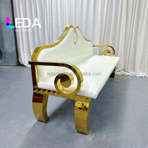 Ensemble de canapés de mariage modernes LEDA or et blanc avec cadre métallique exquis pour salon d'appartement, places assises pour couples - Product Image 6