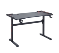 Bureau de jeu de bureau personnalisé en gros, pas cher, avec lumières LED, grand bureau long, bureau de jeu pour ordinateur PC RGB, coin avec porte-gobelet