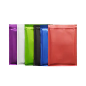 Matte Surface Finish Colorful Mylar Zipper Bag Ziplock 3 Side Seal Flat Bag for Seed Powder Flower Packaging