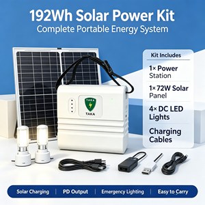Kit Générateur Solaire 192Wh LiFePO4 avec Batterie Domestique, Panneau PV MPPT 72W, Prise en Charge de 4 Lampes LED, Alimentation pour <span class=keywords><strong>Camping</strong></span> Extérieur et Urgences Domestiques - Product Image 1