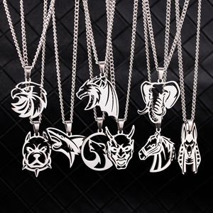 Jingxiang Tête de <span class=keywords><strong>loup</strong></span> évidée ronde en acier inoxydable de style hip-hop <span class=keywords><strong>européen</strong></span> et américain pour hommes, tête de cheval éléphant - Product Image 1