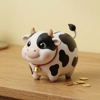 Tirelire Mignonne en Résine Vache, Boîte à Monnaie Incassable avec Clochette, Ornement de Bureau, Cadeau pour Enfants, Décoration Créative pour la Maison
