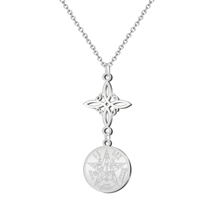 Collana di amuleto portafortuna con nodo da strega in acciaio inossidabile tetraraton - Product Image 1