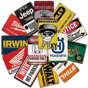 Panneaux en métal personnalisés, décoration murale de garage, affiche en métal vintage, <span class=keywords><strong>voiture</strong></span>, moto, outils électriques, autocollants en métal rétro, panneaux extérieurs - Product Image 1