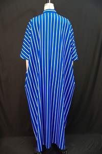 Caftán largo con estampado de rayas y cuello en V para mujer, talla grande, estilo suelto, para estar en casa, talla S-2XL - Product Image 4