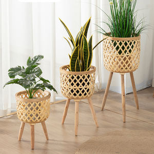 Pot de plantes maison pas cher <span class=keywords><strong>rotin</strong></span> d'intérieur jardin en bois vente en gros métal support réglable jardinières en céramique et Pot de fleurs - Product Image 2