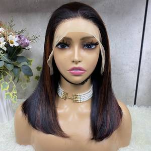 Perruque Bob frontale 13x4 en cheveux humains bruts 100% naturels, prix de gros, cheveux vierges - Product Image 1