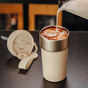 Elegante Vaso Térmico de Acero Inoxidable 316 para Mujer, Taza de Café Portátil de Doble Capa al Vacío con Asa de Transporte Conveniente - Product Image 3