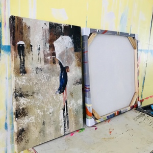 Tableau mural floral 3D moderne, peinture à l'huile abstraite texturée faite à la main au couteau à <span class=keywords><strong>palette</strong></span>, toile minimaliste à fleurs, décoration d'hôtel - Product Image 6