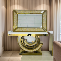 Meubles de commande de projet directe d'usine Table console moderne de luxe étincelante avec miroir mural