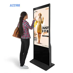 Pemutar Iklan Digital LCD Vertikal 43 55 Inci, Pemutar Iklan Digital Panel Sentuh Pintar Interaktif WiFi Android untuk Iklan