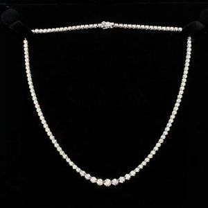 Xinfly 18K Gold 3CT Natural Diamond FG 16-Inch Round Tennis <b>Necklace</b> - Product Image 2