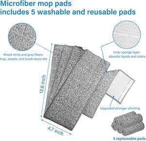 Juego de Limpieza Profesional para el Hogar de Alta Resistencia, Mopa Autolimpiante para Pisos Planos, Cubeta de Acero, Almohadillas de Microfibra Lavables - Product Image 3