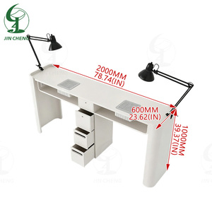 JINCHENG Venta Directa de Alta Calidad Salón de Manicura Mesa Luz de Lujo Marco de Metal y Silla de Dos Asientos <span class=keywords><strong>Manicurista</strong></span> Workben - Product Image 6