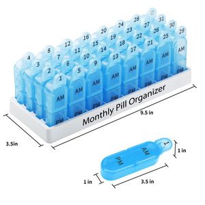 Pilulier de 30 jours <span class=keywords><strong>AM</strong></span> <span class=keywords><strong>PM</strong></span>, étui à pilules de médicaments d'un mois, boîte à pilules de voyage sans BPA pour vitamines et prescriptions deux fois par jour - Product Image 6