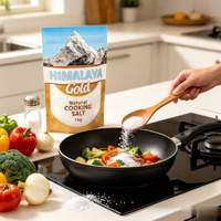 Sachet refermable personnalisé imprimé en couleur avec support doré, 1 kg, emballage haute barrière pour sel de cuisine naturel de l'Himalaya
