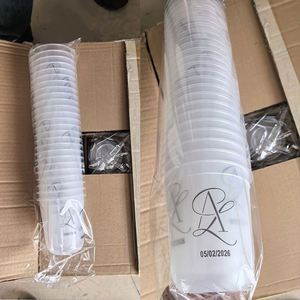 แก้วพลาสติกใสแบบใช้แล้วทิ้งสำหรับใส่เครื่องดื่มเย็น ชานมไข่มุก ขนาด 12oz 16oz 14oz  พร้อมฝาปิด  รับสกรีนโลโก้  สำหรับงานแต่งงาน - Product Image 4