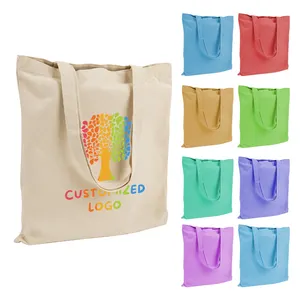 Aangepaste Grote Strand Cadeau Winkelen Handvat Blanco Sublimatie Tote Op Maat Bedrukt Logo Touw Handvat Organisch Katoen Canvas Tas