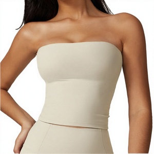 Women's High <b>Support</b> Sports Tube Tank <b>Top</b> Gym Workout Active Wear Breathable Quick Dry Anti-Bacterial Front Logo <b>Crop</b> <b>Top</b> Bras - Product Image 3