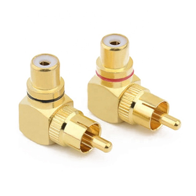 Pure copper RCA Male to Female Connector right angle 90 degree plug for audio interface switching