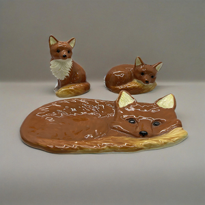 Volpe Mather e Baby a forma di saliera in ceramica con vassoio - Product Image 3