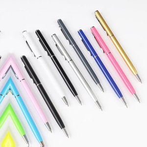 Bolígrafo de metal delgado promocional Bolígrafos de oro de hotel multicolor personalizados para regalos y estudiantes - Product Image 3