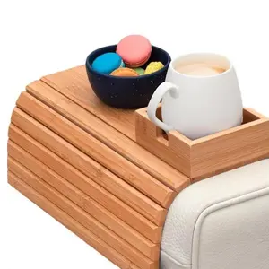 Bamboo Sofa Arm Tray Table Couch Cup Holder For Eating And Drinking