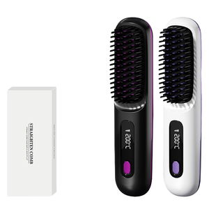 Lisseur de cheveux <span class=keywords><strong>sans</strong></span> <span class=keywords><strong>fil</strong></span> personnalisable, portable, chauffage PTC, lisseur de cheveux en céramique, brosse lissante <span class=keywords><strong>électrique</strong></span>, peigne chauffant - Product Image 1