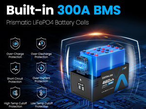 Batterie au lithium LiFePO4 12V 460Ah avec surveillance par application, BMS 300A max. Puissance de charge de 3840 W, plus de 5000 cycles, parfait pour l'énergie solaire des camping-cars - Product Image 2