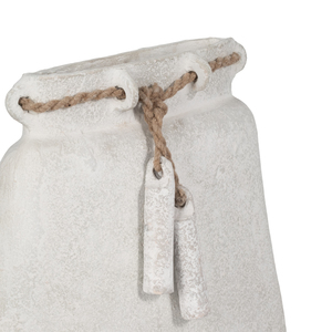 Vaso per Fiori in Ceramica Largo con Dettagli in Juta per Arredamento Soggiorno e Casa - Product Image 6