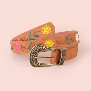 <span class=keywords><strong>Cintura</strong></span> Vintage in similpelle francese di nuova concezione per signore adorabile floreale ricamato con fibbia in lega - Product Image 1