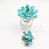 Pengharum Ruangan Ramah Lingkungan Diameter 6cm 8cm Pewarna Bunga Aroma Reed Diffuser Warna Biru Bunga Teratai Kayu Sola